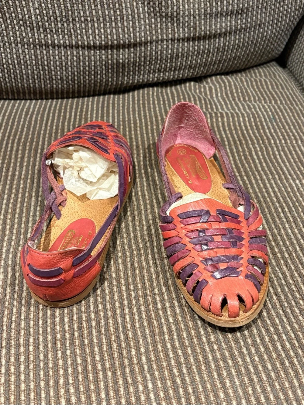 Pink & Purple Woven Leather Huarache Flats - Picture 5 of 10